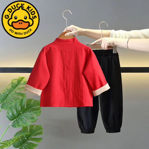 G.DuckKids Children's's Hanfu Boy Tang Vêtements Chinois Clothes Children's Clothing's Baby Un an Set Set Cotton Line Long Manche Long Spring and Automne Style Chine