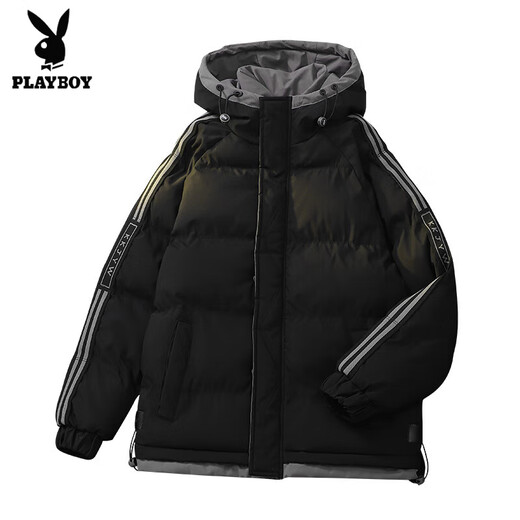 
Playboy brand men's short down cotton jacket for middle-aged and young people in spring, autumn and winter loose warm cotton jacket for men's jacket top 666 gray hot sale L