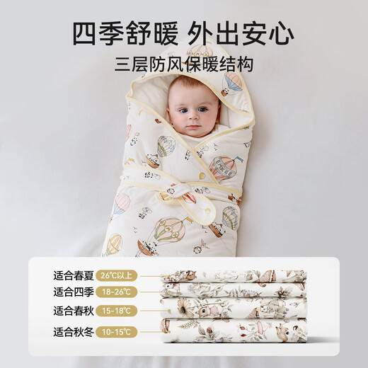 EMXEE's new baby blanket, newborn baby blanket, anti-jump four-season quilt, four seasons style, autumn luxury fairy tale, room temperature 18-26 90x90cm