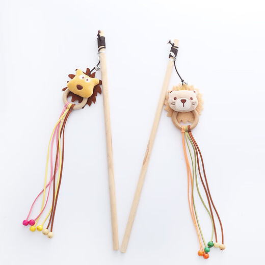 Jingdong Express cat toy wooden pole lion cat teasing stick with bell shape cute bite-resistant interactive toy lion
