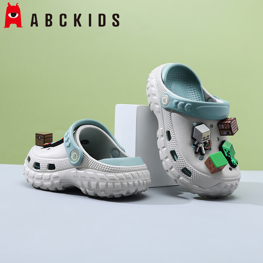 ABC KIDS boys' clogs minecraft beach shoes non-slip bathroom baby slippers children's soft bottom lightweight sandals gray minecraft 35-36 inner length 22cm/foot length 21-21.7cm