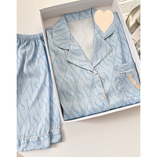Pajamas de soie de glace zipjbx pour femmes pour les shorts à manches courtes à manches courtes à manches courtes pour l'usure en plein air. Haute qualité - Ensemble de LW9214 [Shorts à manches courtes] XL [Recommandé 120-135 Jin [Jin est égal à 0,5 kg]]]