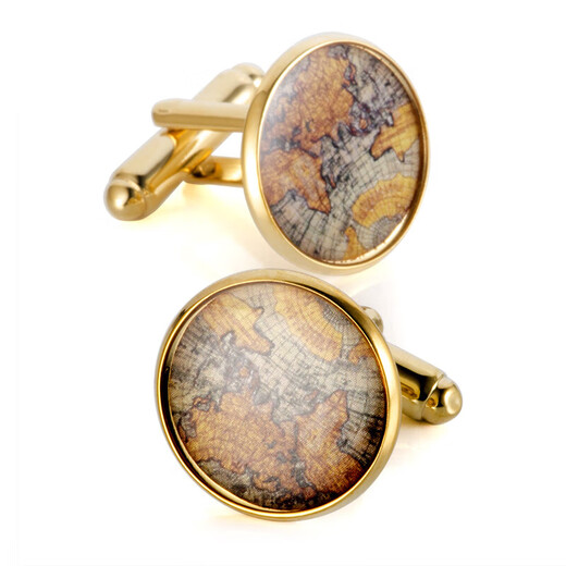 Nosskiss International Luxury Brand Retro Sheepskin Map Mapflinks Netas de manga de cobre chapadas en oro Ley de negocios de hombres Regalos de cumpleaños RETO RETRO
