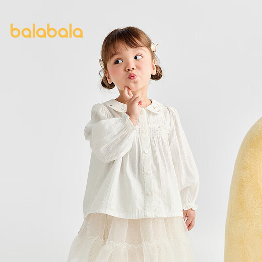Balabala baby shirt sweet A-shaped girls long-sleeved top 2025 autumn clothing same style in shopping mall 201325102003