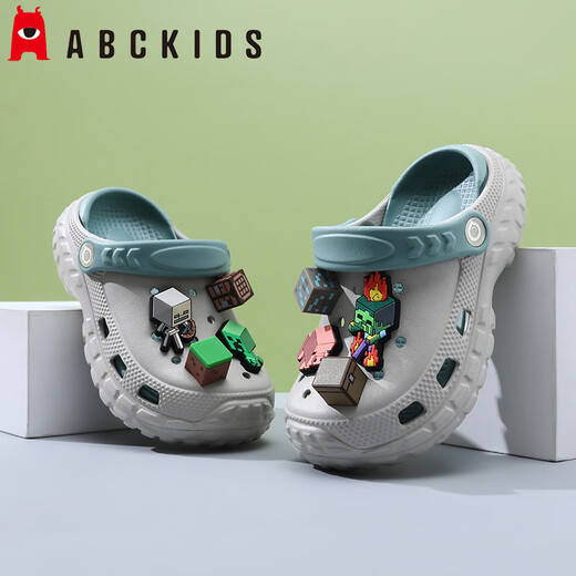 ABC KIDS boys' clogs minecraft beach shoes non-slip bathroom baby slippers children's soft bottom lightweight sandals gray minecraft 35-36 inner length 22cm/foot length 21-21.7cm