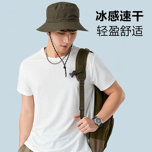 【JEEP制造商】运动短袖T恤男纯色物理防晒速干宽松T恤情侣款 男款蓝灰 XL