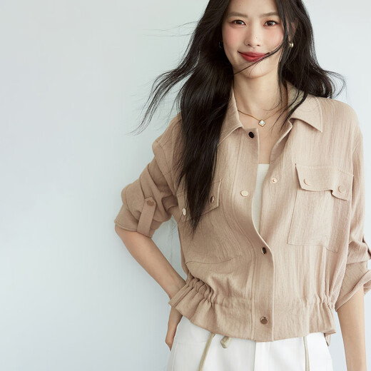 Eifli (Eifini) Eifli Wuli Imitation Textur weiche hautfreundliche Kurzjacke 2025 SOMMER SOMMER VERKAUFTE STYLE VERSATILE PREIZER JACKE Hellbraune Vorverkauf [12. Juli] veröffentlicht M 100-115jin [Jin gleich 0,5 kg]