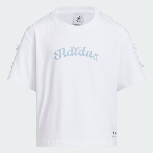 阿迪达斯（adidas）童装25夏秋女童T恤联名款蝴蝶结点缀中大童儿童宽松纯棉T恤KG6625