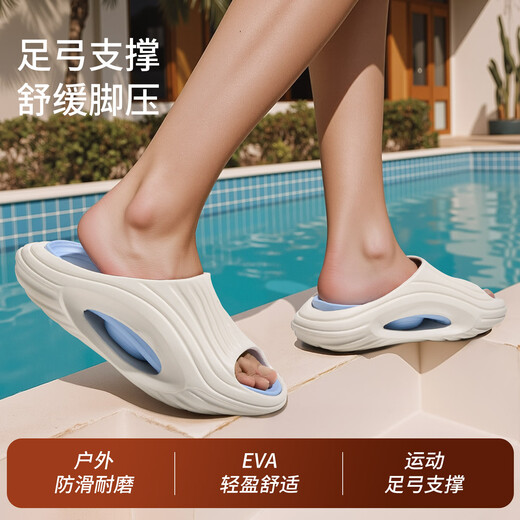 洁丽雅运动拖鞋男士外出夏季2025新款高端户外防滑防臭厚底凉拖鞋男外穿 白蓝 【运动外穿 防滑减震】 42-43 【适合41-42】