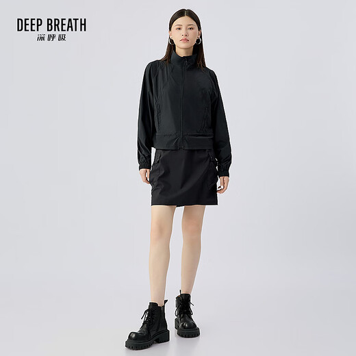 深呼吸DEEP BREATH女装UPF150+立领轻薄长袖防晒服外套女A401453 黑 L (4)