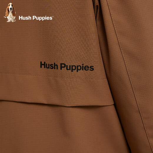 Hush Puppies children's clothing boys' three-proof plus velvet windbreaker autumn and winter children's warm outdoor thick coat mocha brown 160