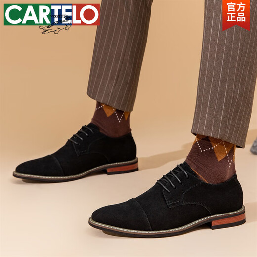 Cartelo Formal de tres articulaciones de cuero de tres articulaciones zapatos casuales de hombres de negocios suaves de la cara suave de la cara de vaca de la cara de vaca de cuero de cuero para hombres zapatos solteros versátiles versátiles 9215 Amarillo del desierto 43
