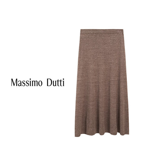 Massimo Dutti夏季新品2025女装 简约气质OL风针织直筒长裙半身裙 05235686 深棕色 L (175/78A)