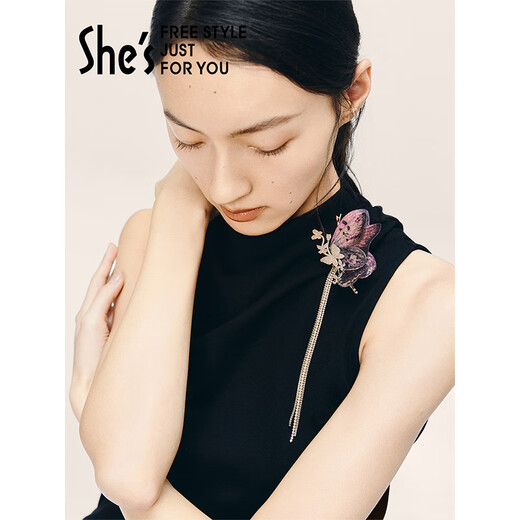 She s Qianzi natural replica Chinese style embroidered butterfly removable tassel brooch brooch brooch gift box birthday gift for women Douzi A0