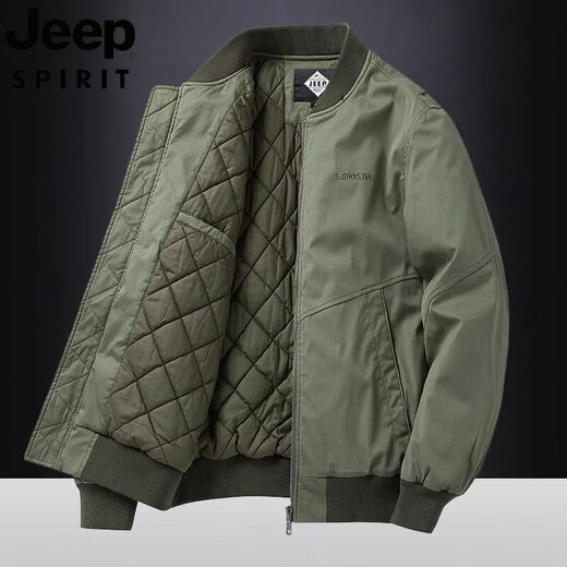 Jeep Spirit Jeep 2025 Herbst Baumwolle Kleidung Herrener aus Baumwolle gewaschener geblemkte Bomberjacke lässig Baseballkragen Jacke 9227 Kamel (Baumwolldicke) M für 100 bis 125 Jin [Jin entspricht 0,5 kg]