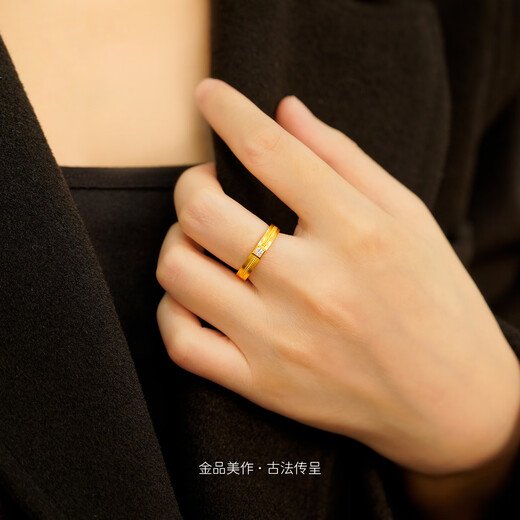 Chuancheng Concentric Knot 999 pure gold diamond ring Ancient gold diamond ring wedding ring No. 11 gold weight 5.53 grams in stock