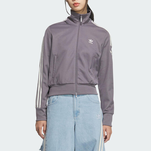 阿迪达斯 （adidas）三叶草女装春秋季新款立领防风休闲经典复古风针织运动夹克外套 KB4516 L