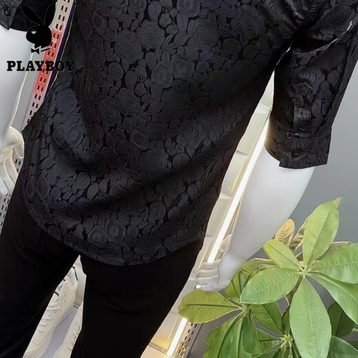 Playboy (Playboy) Модная и универсальная новая жаккардовая мода в середине рубашки мужская корейская корейская повседневная рубашка Летняя красивая тонкая 687 модная белая рубашка XL подходит для 116-125 Джин [Джин равняется 0,5 кг]