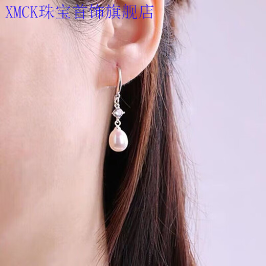 XMCK Old Phoenix 999 pure silver freshwater pearl earrings for women Korean temperament earrings hypoallergenic fashion beauty water