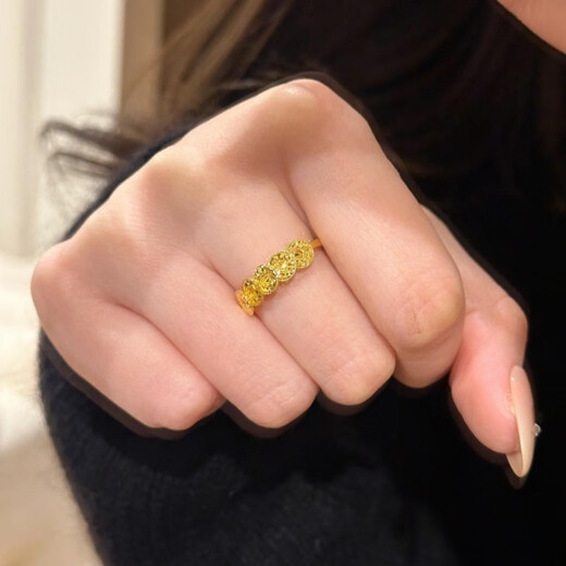 OEMG Old Phoenix Gold Store Silver Lucky Plate Wrapped with Copper Coins Crushed Ice Five Emperors Coin Ring Women's Niche Design Light Luxury Silver One-item Check (Drawer Gift Box)