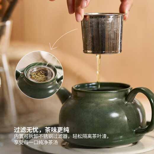 IKEA (IKEA) HUSBLOSSTOR Husbelotto teapot high temperature resistant household tea set office tea maker teapot + chassis + tea cup x4