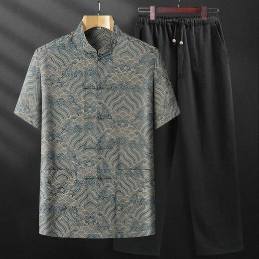 
SMVP Tang suit summer mulberry silk men's suit silk middle-aged and elderly short-sleeved thin shirt cotton dad summer suit grandpa China wine red top average size 3890-100Jin [Jin equals 0.5 kg]