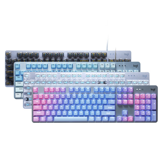 
Logitech K845 wired mechanical keyboard transparent keycap typing computer office green tea shaft e-sports game k845 aurora keycap (keycap independent packaging) TTC-green axis No 104 keys official standard