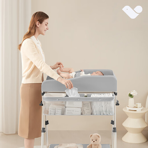 ABCMOKOO new product new Oti diaper table baby care table no installation folding multi-function baby bathing diaper table Morandi gray [Oti-AIR model] no installation