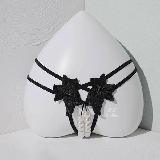 Large size pearl underwear into the body plus a lace thong tler high quality large particles with pearl necklace double row pearl black L10150Jin Jin equal to 0.5 kg confidential delivery