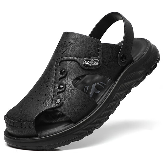 Xi and Han summer large-size men's shoes 45 bag-toe men's sandals 46 larger and widened two-wear sandals casual outdoor beach shoes 15602 black 46