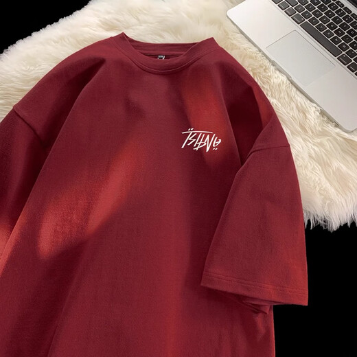 POUM Kurzärärmig reines Baumwoll-T-Shirt Herren Sommer Übergroße halbärmelige Basishemd runden Hals Einfacher und vielseitiger Herren-Top CQS-1479 White M.