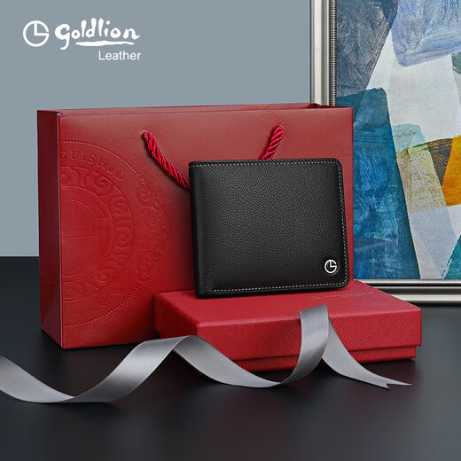 
Goldlion's new genuine leather business wallet men's first layer cowhide cowhide cow cow wallet black_A_FA741048-111