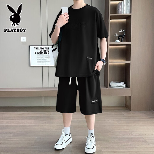 Playboy Short Shorts Shorts pour les adolescents sportifs décontractés pour les adolescents en acier à manche en acier de Salleveve Top Sports Casual Loosewear [Set] 829 Kaki L Recommandé 120-140jin [Jin est égal à 0,5 kg]