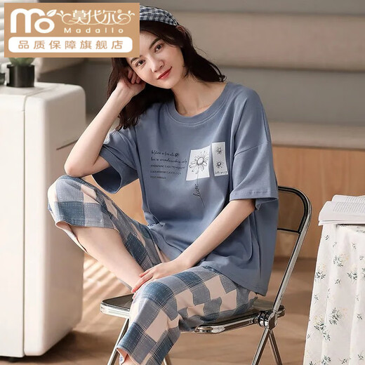 Modal Cotton Pyjamas für Frauen im Sommer kurzärmelige zweiteilige Cartoon Süßes Sommer Dünne süße Outdoor-Kleidung Orange A9856 Shorts L [100-115jin [Jin ist 0,5 kg]]