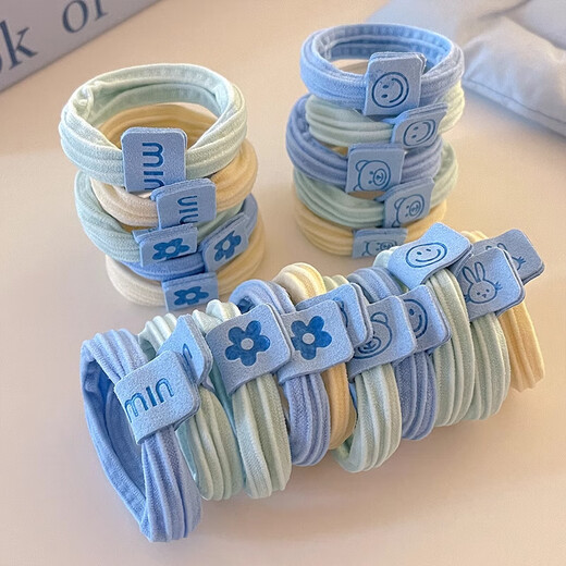 Manfuyu sea salt blue hair band for girls, high-end hair band, cute hair band, high elastic rubber band, durable ponytail headdress, sea salt series, 10 pieces - blue label flowers