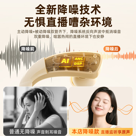 Hanmei wireless sound card live broadcast earphones, outdoor anchor, internet celebrity, all-in-one earphones, mobile phone, computer headset, built-in microphone and microphone, two-in-one karaoke singing special equipment, complete set of skin color, ear-mounted wireless sound card headphones