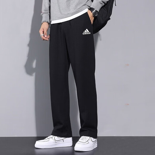 Adidas Мужские брюки Sweat Antounds Spring New Style Комфортный дышащий деловые повседневные брюки Модные классические прямые брюки IW5909 GK9273 Черные вышитые логотип Прямые брюки l