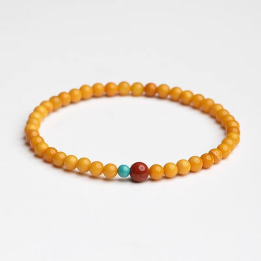 Amber Beeswax Bracelet Natural Women's Chicken Fat Yellow Southern Red Turquoise Duobao Bracelet Double Three Circles