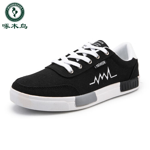 Holzspecker Herrenschuhe Frühling und Herbst Neue schwarze trendige trendige Leinwandschuhe Low Top Casual Board Schuhe All-Match Work Board Schuhe Männer 6636 Off-White Upgrade Model 39