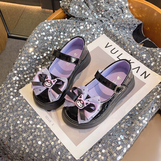 Ciyu (ciyu) girls leather shoes cartoon bow children's princess shoes 2025 new style soft sole western style single shoes girls library xd-337 black 30 / inner length 18.3cm