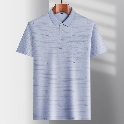 
UNI QLO Daddy Lapel Short Sleeve T-shirt Middle-aged Men's Casual T-shirt Middle-aged Ice Silk-9855 Gray Real Pocket M 48/165