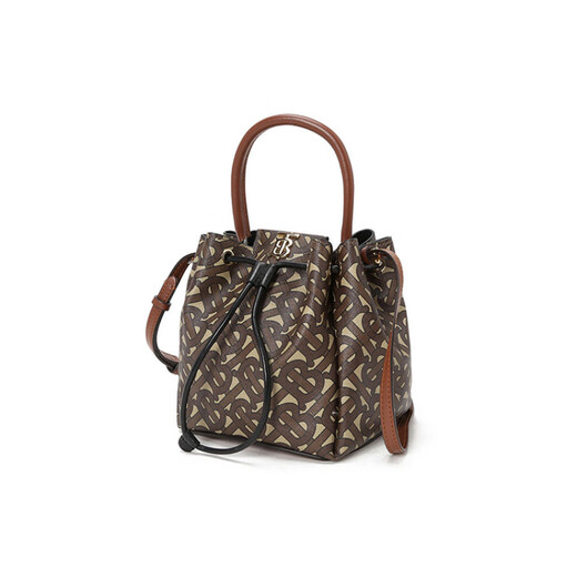 Burberry Logo Stoff kleiner brauner Frauenschaufelbeutel Cross Body Umhängetasche Grundpaket (Bag + Staubbeutel)