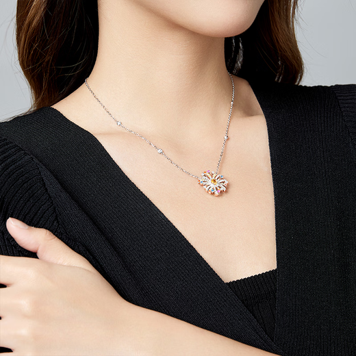 Makino (Muye) MUYE/Makino Colorful Colored Gemstone Yellow Sapphire Jewelry Fireworks Silver Necklace Design Fireworks Necklace