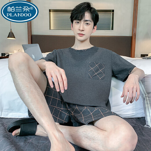 Palando Pajamas para hombres para hombres pantalones cortos de manga corta de algodón de verano para hombres para ropa casera para niños para mediana edad de verano y los jóvenes pueden usar traje 9928 [h shorts de manga corta de la serie H para hombres traje] XL [recomendado 125-140Jin [Jin equivale a 0.5 kg]]]
