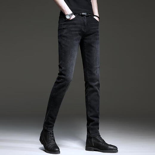 Jie yuepai sommer sommer neuer retro schwarze jeans Männer europäische und koreanische Stil trendy schlanke elastische kleine Füße Hosen Casual Hosen Männer 1049 Grau 28