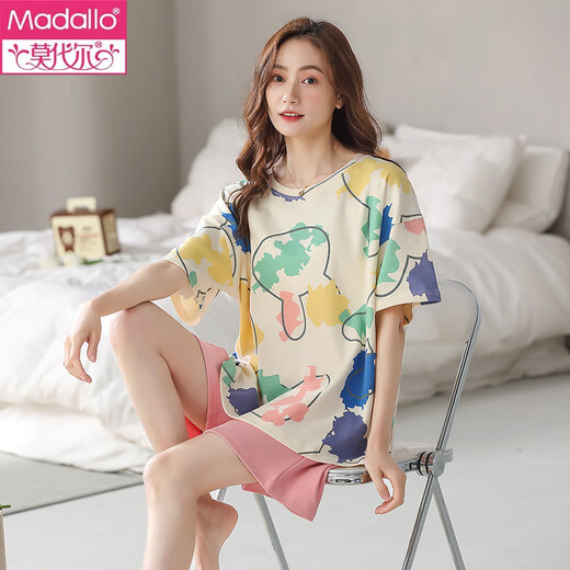 Modal 2025 bequemer Pyjamas für Frauen im Sommer reines Baumwoll-Kurzarm-Shorts zweiteiliger Set aus Baumwoll-Summer-Home-Kleidung YZT9859 XL Frauenstil