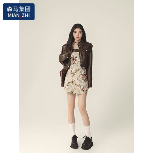 棉致复古棕色皮衣外套女2025春秋季新款时尚小个子设计感 棕色皮衣 M 100-110斤