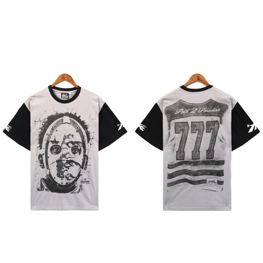 Lee Kids American Trendy Brand Hell Star Letter Camiseta con estampado de huellas Hombres y mujeres Siguiente manga corta de deportes sueltos 2691 Black S