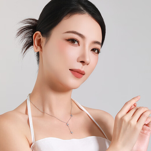 Mengjinyuan Platinum Necklace Four-leaf Clover Chain PT950 Platinum O-shaped Chain Versatile Birthday Gift for Girlfriend Weight Approximately 4.45g Chain Length Approximately 45cm