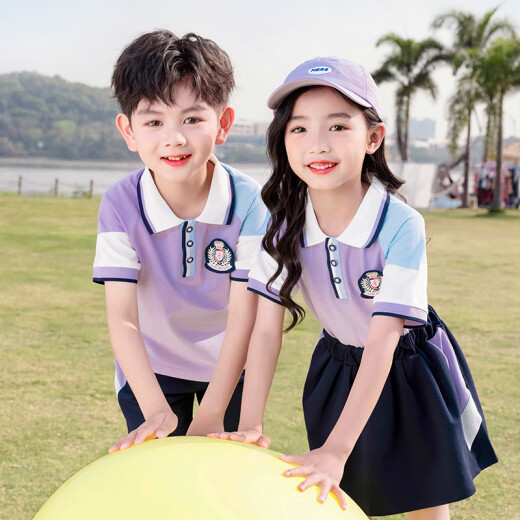 Chaomengcheng Primary School Uniforms Summer Children's Short-Sleeve Class Uniform Set Performance Clothes Kindergarten Clothes Summer Clothes Graduation Photo Customized 6623 Red Women's Set 100 Recommended height 90cm